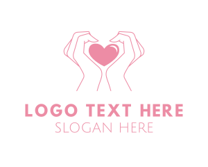 Online Dating - Pink Heart Hands logo design