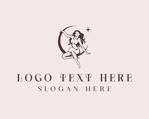 Spa - Sexy Woman Crescent logo design