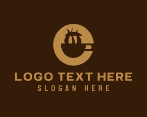 Tearoom - Brown Coffee Mug logo design