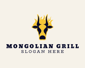 Grill Cow Fire logo design