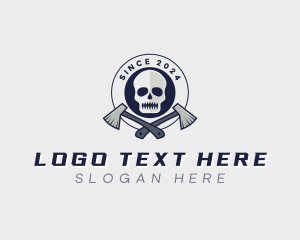 Skeleton - Skull Axe Weapon logo design