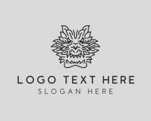 Hound - Dragon Face Creature logo design