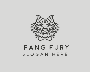 Fangs - Dragon Face Creature logo design