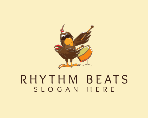 Drums - Rooster Chicken Drummer logo design