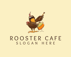 Rooster Chicken Drummer logo design