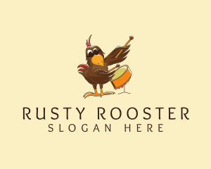 Rooster Chicken Drummer logo design