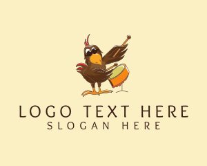 Musical - Rooster Chicken Drummer logo design