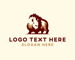 America - Bull Horn Bison logo design