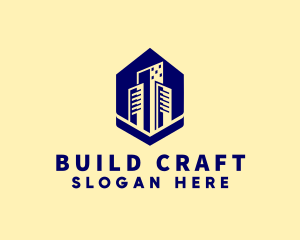 Blue Building Cityscape logo design