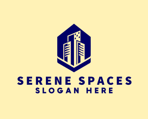 Blue Building Cityscape logo design