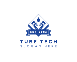 Tube - Plumbing Wrench Pipe Repair logo design