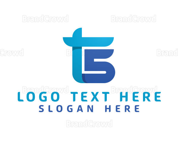 Blue Letter TS Monogram Logo