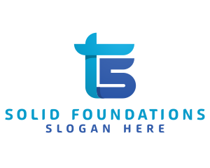 Blue Letter TS Monogram Logo
