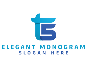 Monogram - Blue Letter TS Monogram logo design