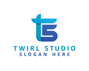 Blue Letter TS Monogram logo design