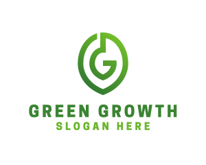 Green G Leaf  logo design