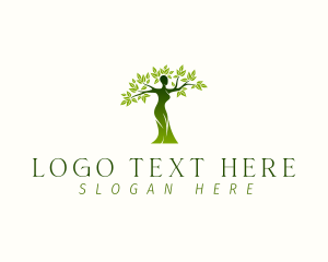 Vegan - Natural Woman Tree logo design