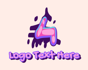 Four - Pop Graffiti Art Number 4 logo design