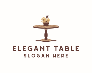 Table - Flower Wood Table logo design