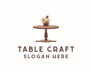 Table - Flower Wood Table logo design