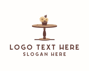 Handmade - Flower Wood Table logo design
