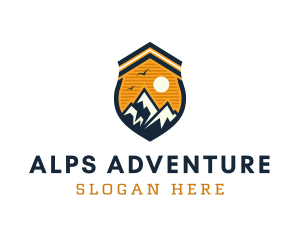 Alps - Mountain Explorer Shield logo design