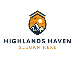 Highlands - Mountain Explorer Shield logo design