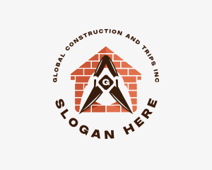 Masonry Trowel Brick Construction logo design