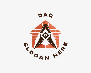 Emblem - Masonry Trowel Brick Construction logo design