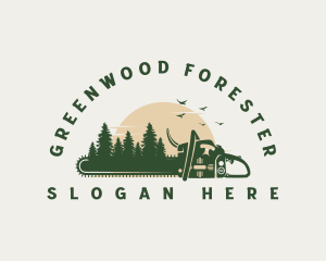 Chainsaw Forest Logging logo design