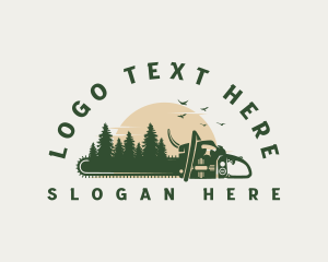 Nature - Chainsaw Forest Logging logo design