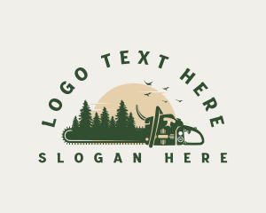 Chainsaw Forest Logging Logo