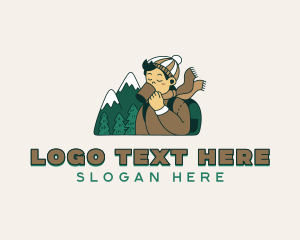 Outdoor - Mountain Glamping Camper logo design