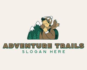 Mountain Glamping Camper  logo design