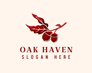 Oak - Organic Maroon Acorn logo design