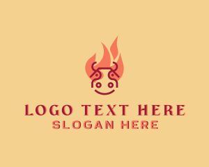 Cattle - Grill Cow Flame Barbecue logo design