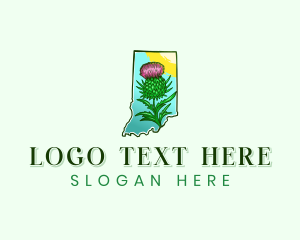 Thistle - Indiana Flower Botanical logo design