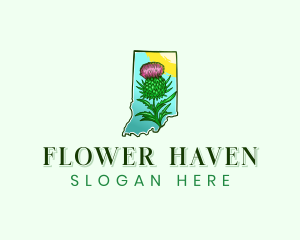 Indiana Flower Botanical logo design