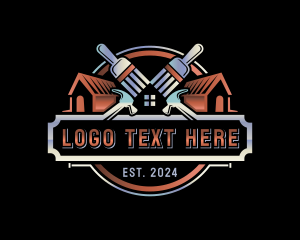 Carpentry - Hammer Paint Brush Carpentry logo design