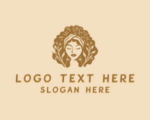 Hairstyle - Woman Curly Hair logo design