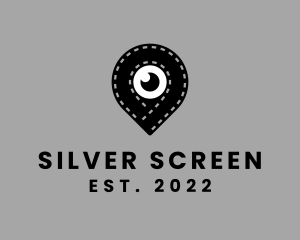 Film Strip Lens Pin logo design