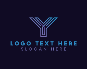 Modern Digital Letter Y Logo