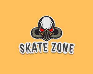 Skate - Skull Streamer Halloween logo design