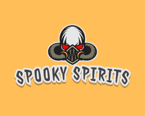 Halloween - Skull Streamer Halloween logo design