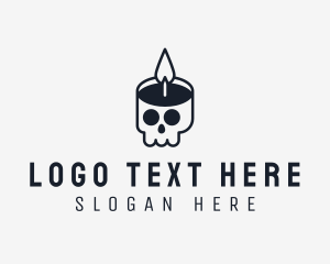 Spooky - Skull Candle Flame logo design
