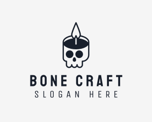 Bones - Skull Candle Flame logo design