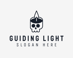 Skull Candle Flame logo design