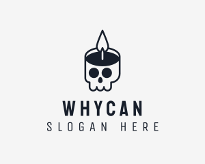 Vigil - Skull Candle Flame logo design