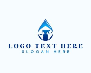 Sanitation - Spray Bottle Cleaning Droplet logo design