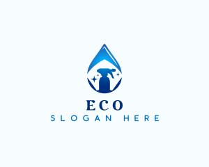 Spray Bottle Cleaning Droplet Logo